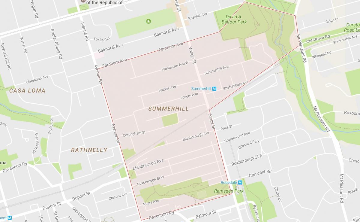 Map of Summerhill neighbourhood Toronto