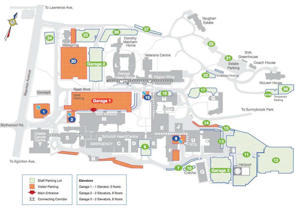 Map of Sunnybrook Hospital