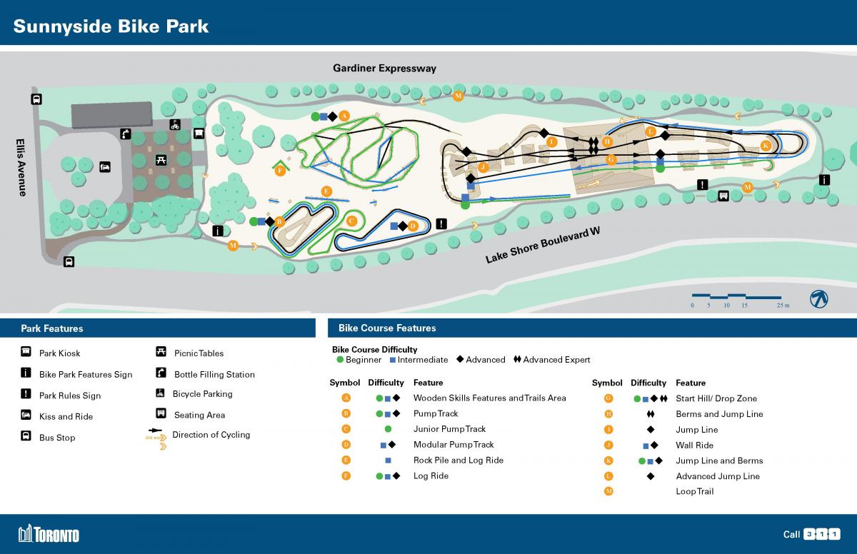 Map of Sunnyside Bike Park Toronto