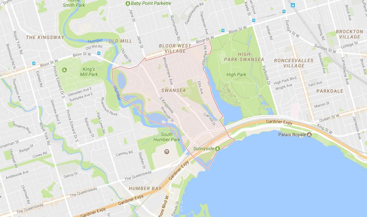 Map of Swansea neighbourhood Toronto
