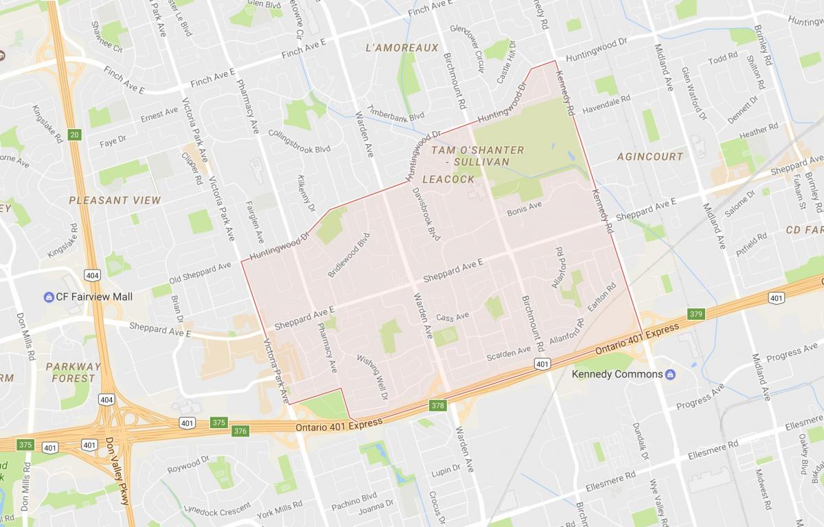 Map of Tam O'Shanter – Sullivan neighbourhood Toronto