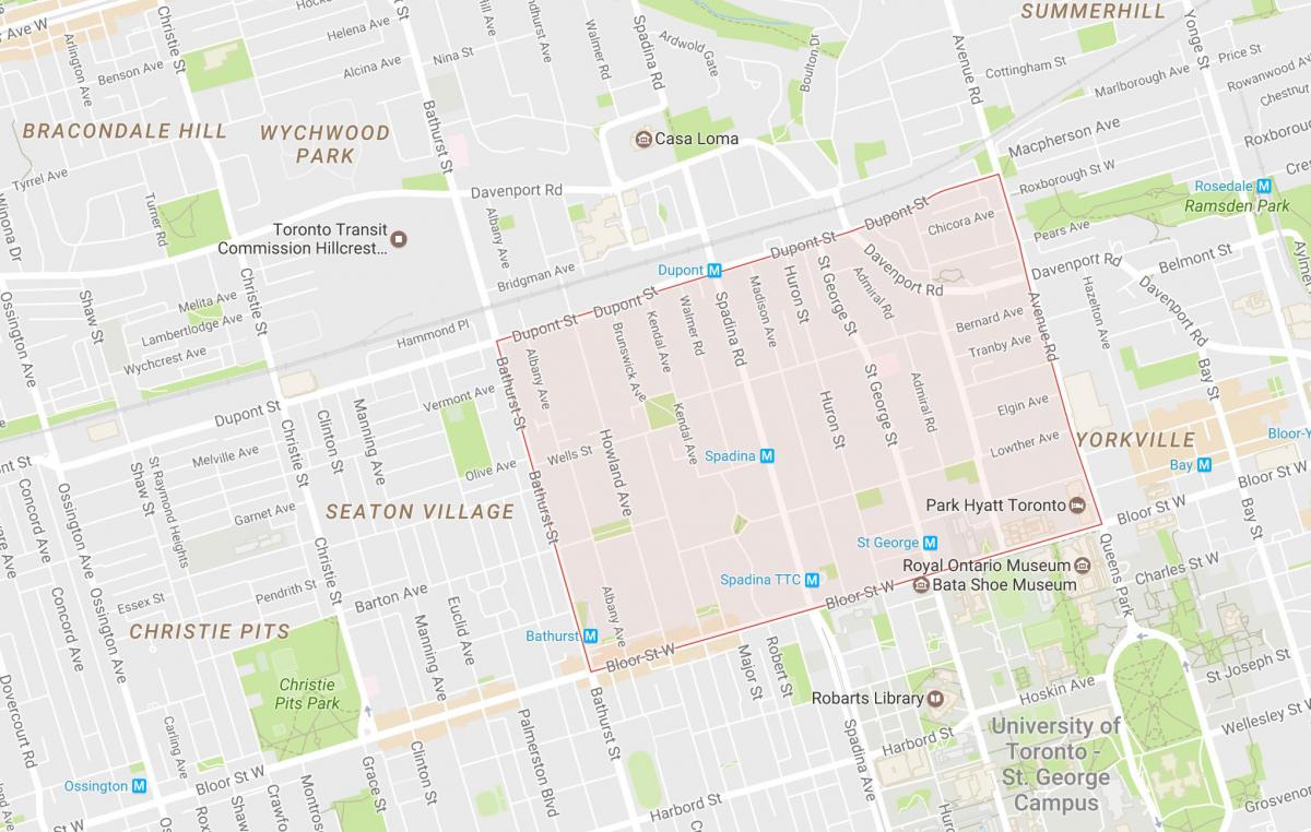 Map of The Annex neighbourhood Toronto