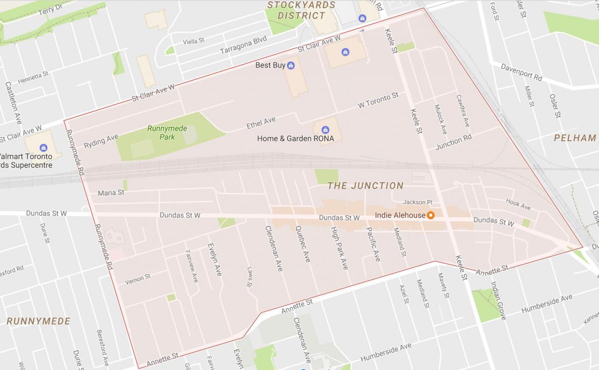 Map of The Junction neighbourhood Toronto