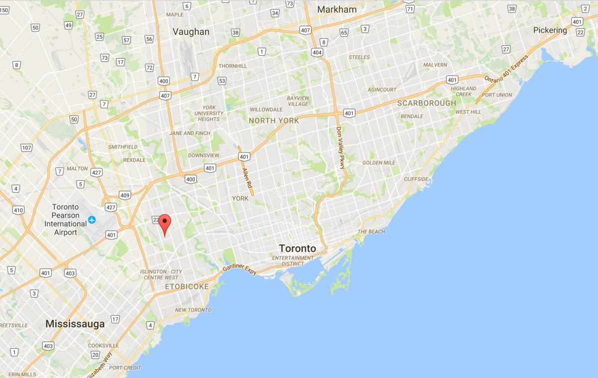Map of Thorncrest Village district Toronto