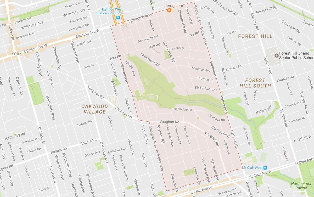 Map of Tichester neighbourhood Toronto