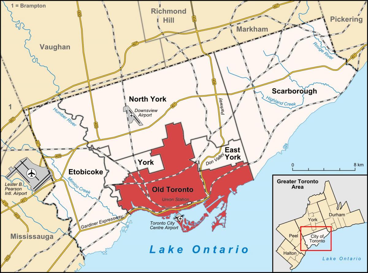 Map of Toronto area