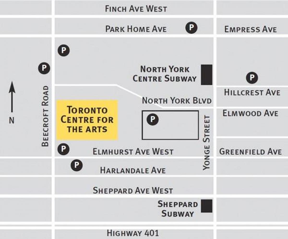 Map of Toronto centre for the arts