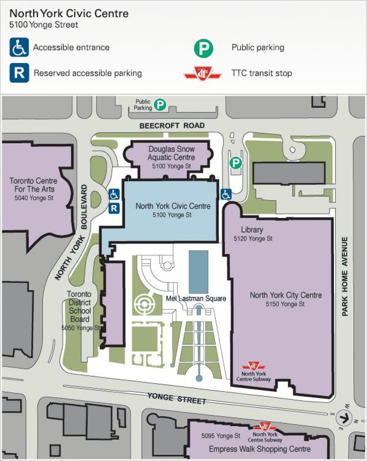 Map of Toronto Centre for the Arts parking