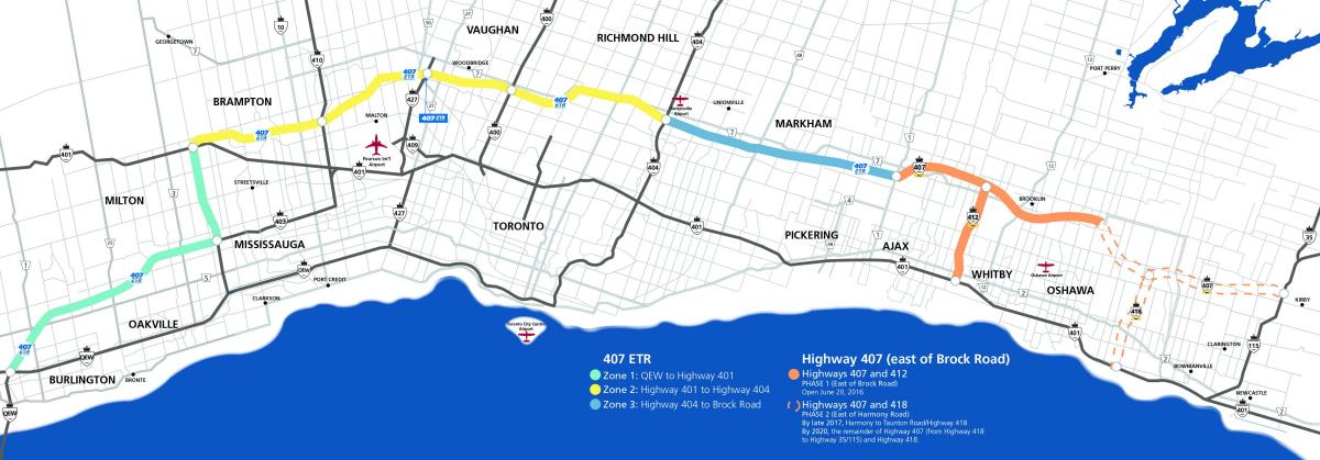 Map of Toronto highway 407