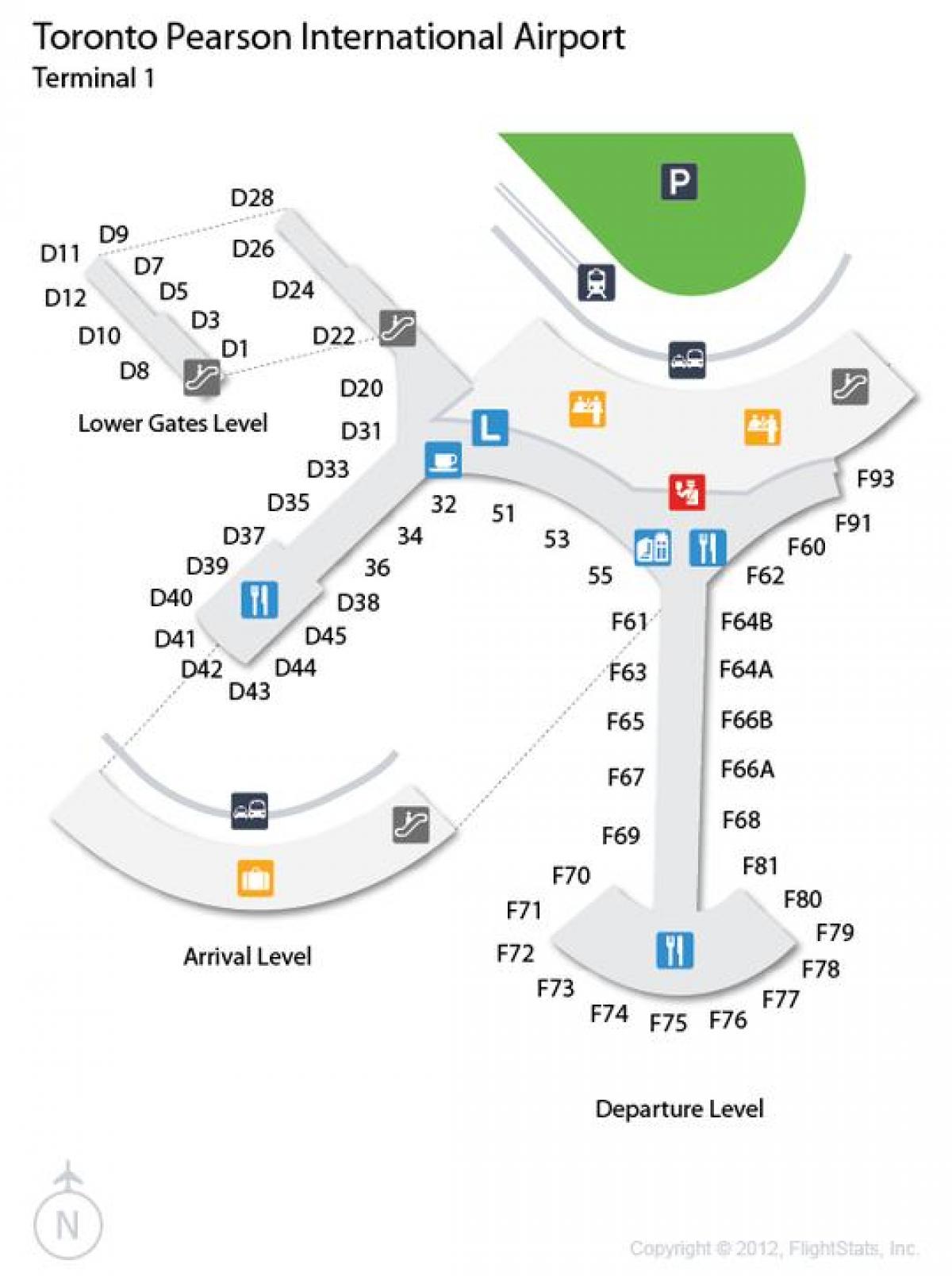 Map of Toronto Pearson airport arrival and departure level