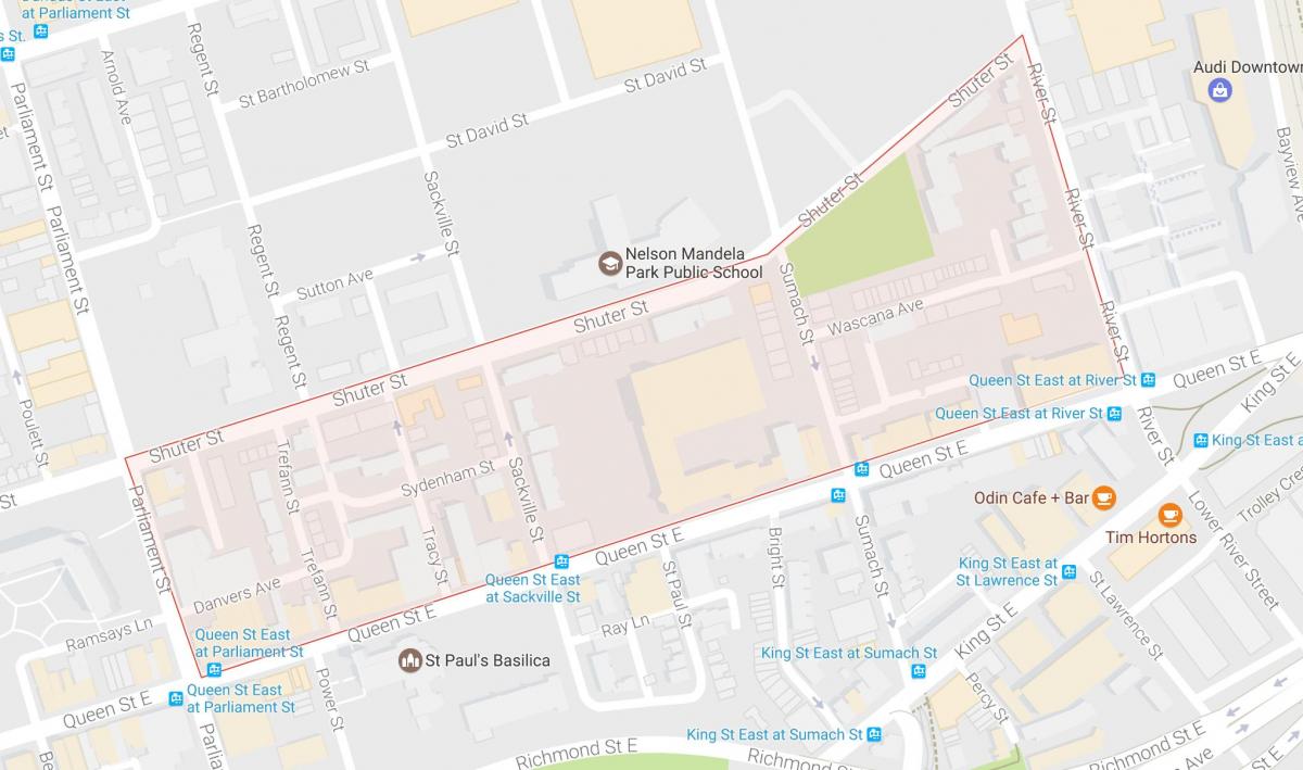 Map of Trefann Court neighbourhood Toronto