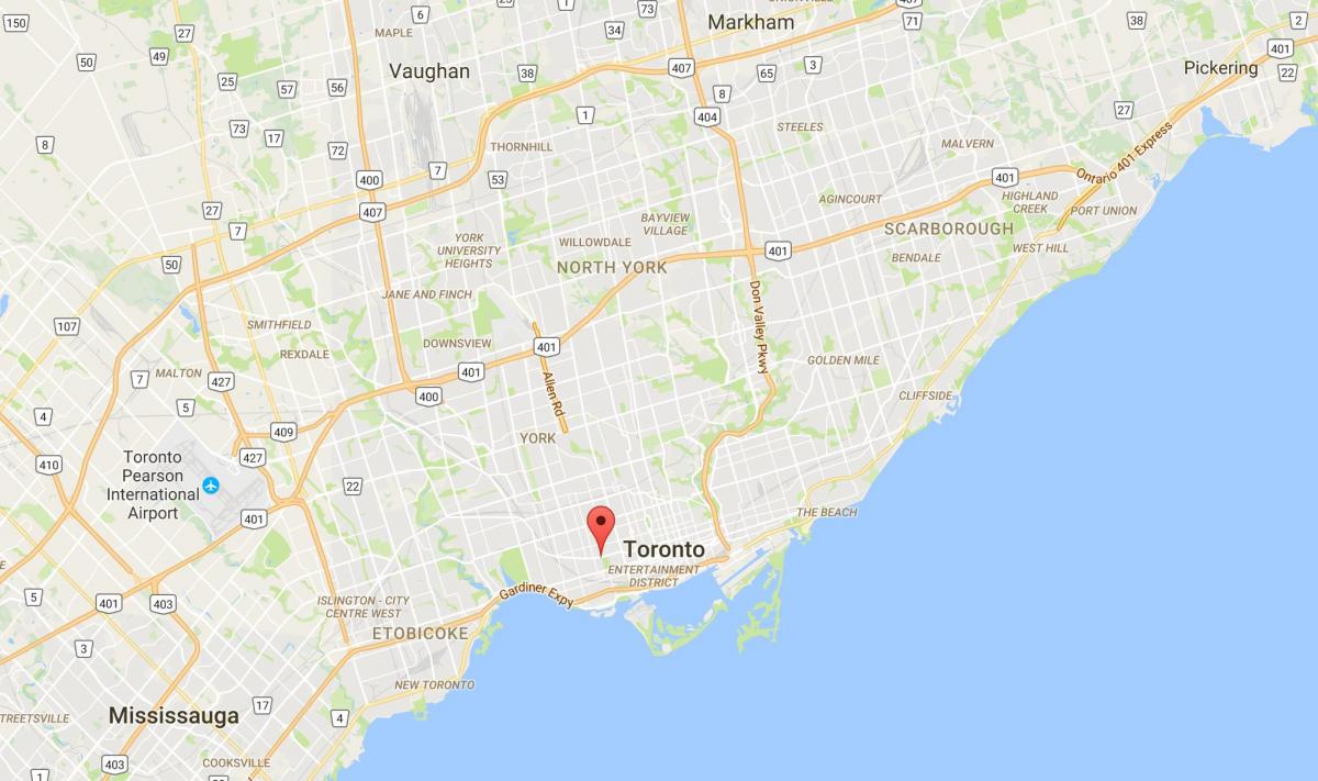 Map of Trinity–Bellwoods district Toronto