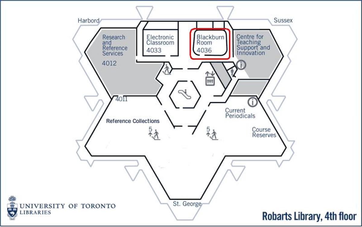 Map of university of Toronto Robarts library blackburn room