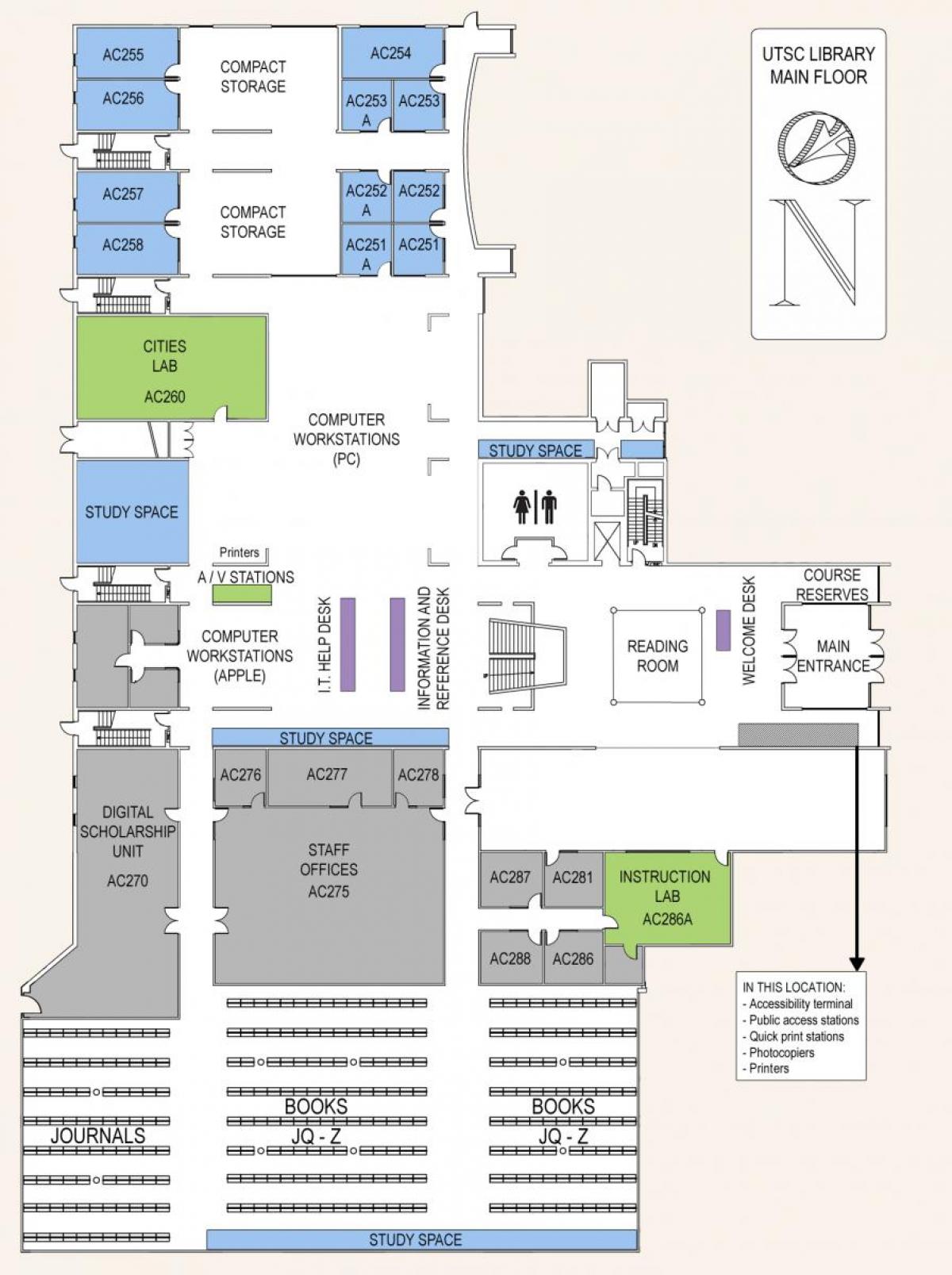 Map of university of Toronto Scarborough campus library main floor
