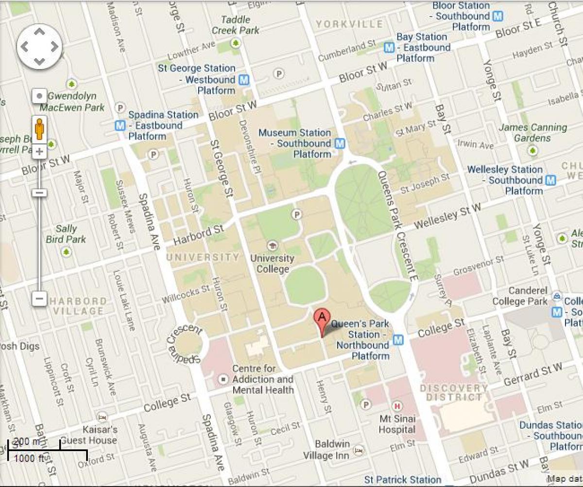 Map of university of Toronto St George