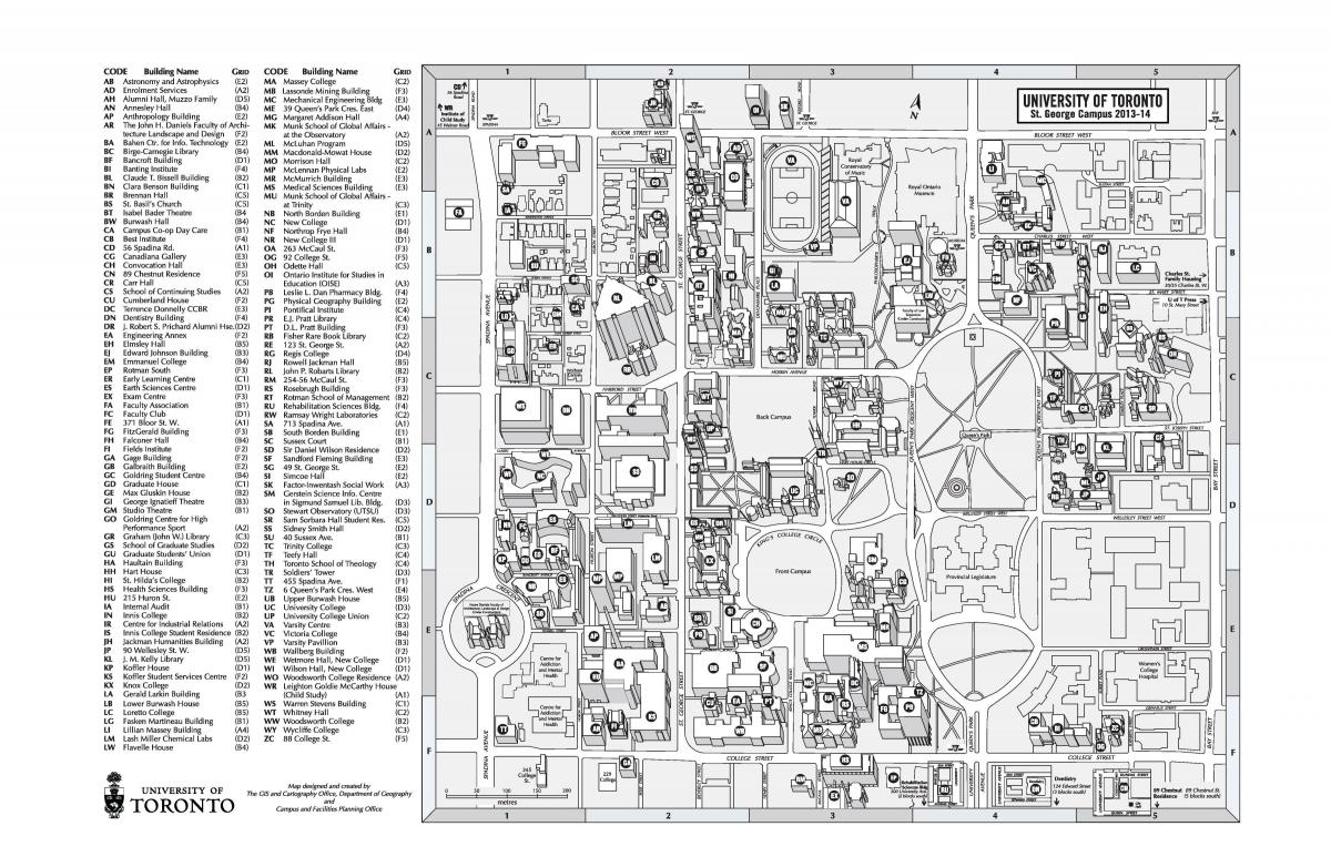 Map of university of Toronto St Georges campus