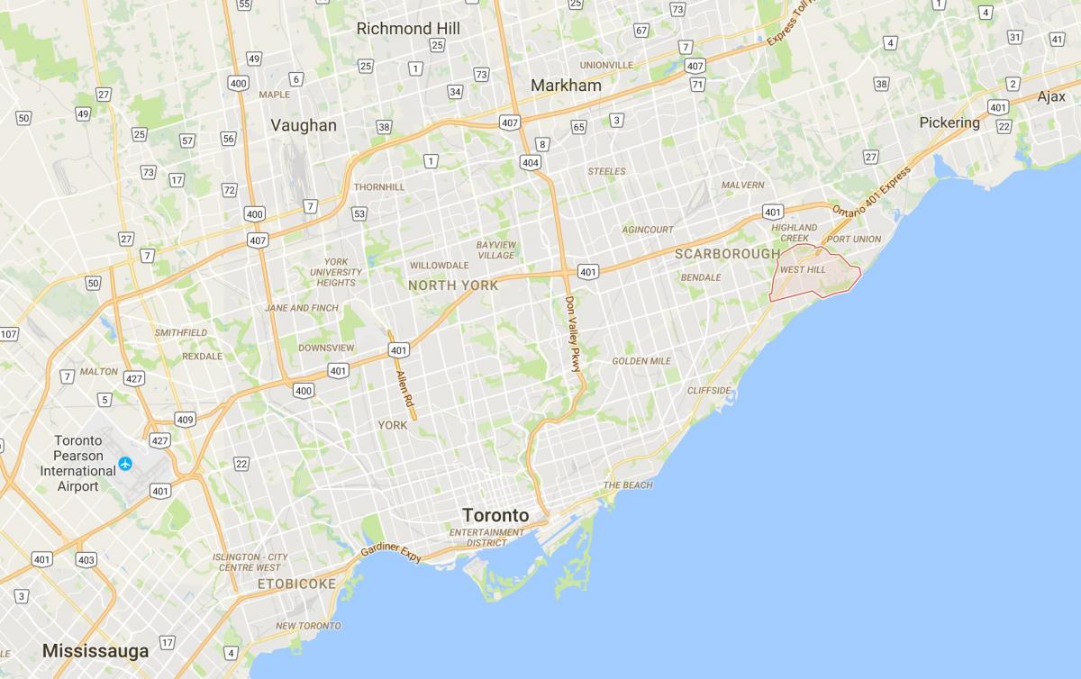 Map of West Hill district Toronto