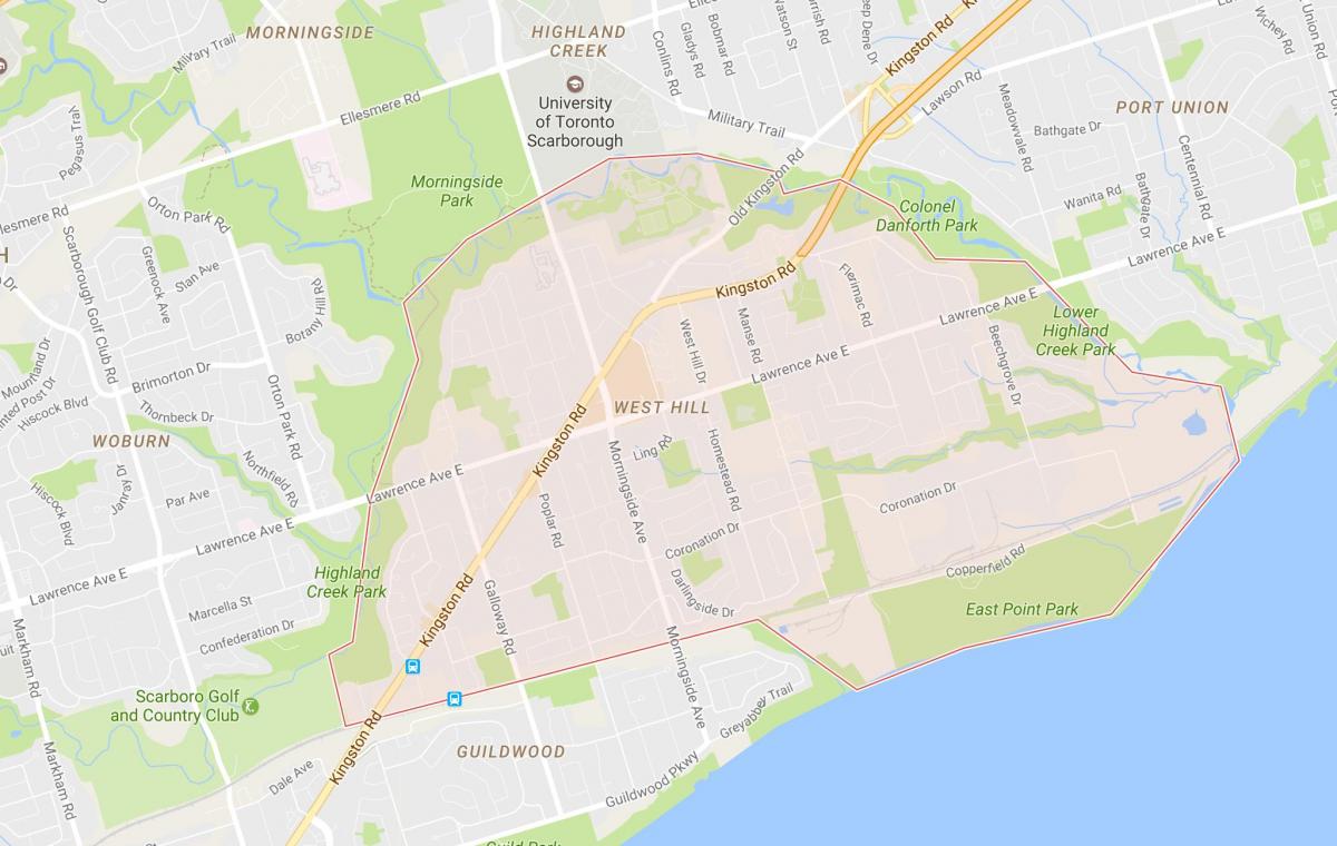 Map of West Hill neighbourhood Toronto
