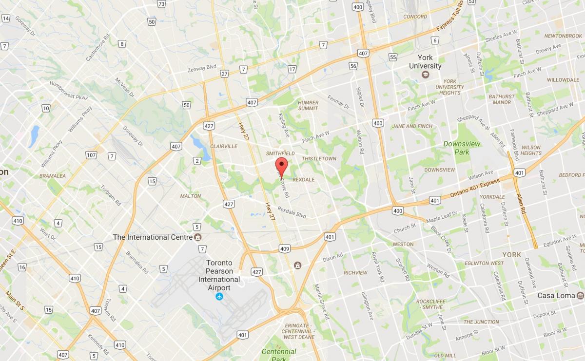 Map of West Humber-Clairville neighbourhood Toronto