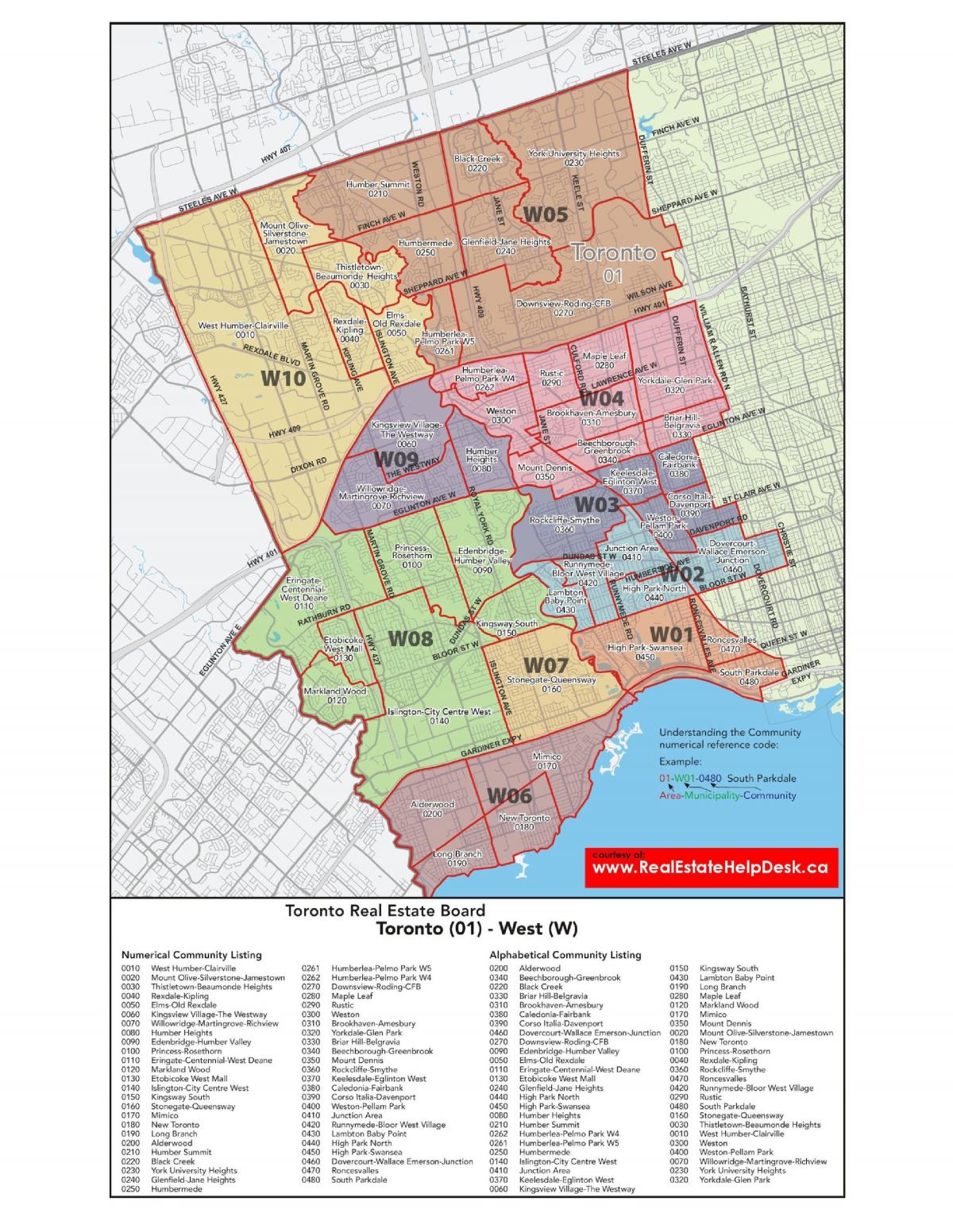 Map of west Toronto