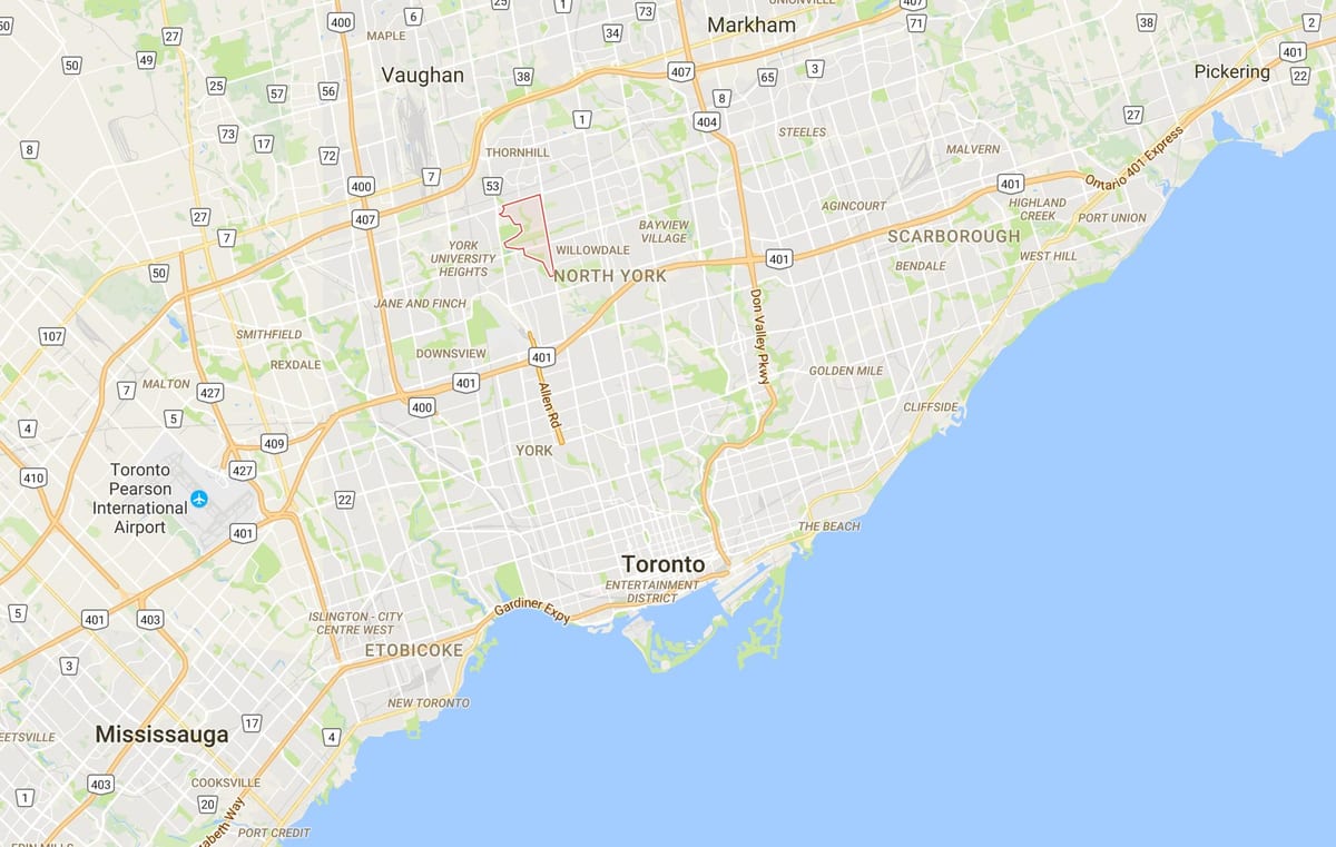 Map of Westminster–Branson district Toronto
