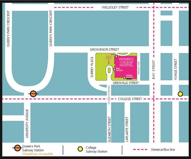 Map of Women's College Hospital Toronto