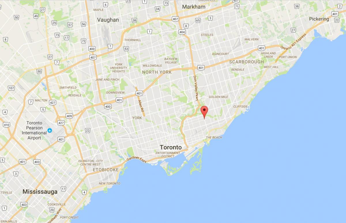 Map of Woodbine Heightsdistrict Toronto