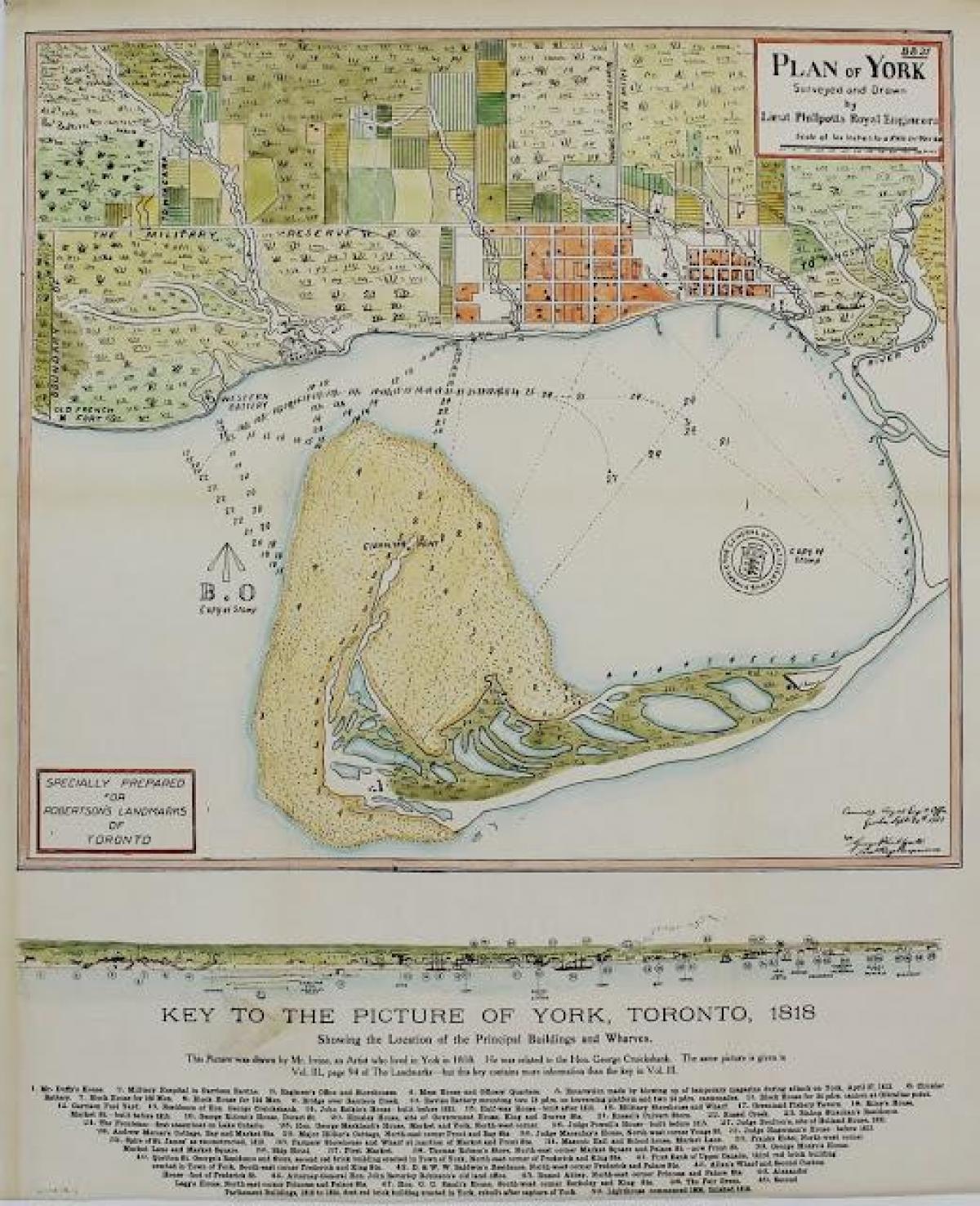 Map of York Toronto 1787-1884 cartoony version