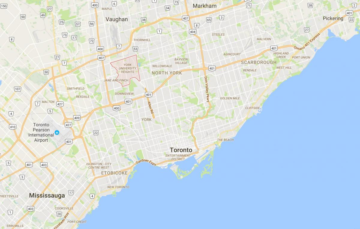 Map of York University Heights district Toronto