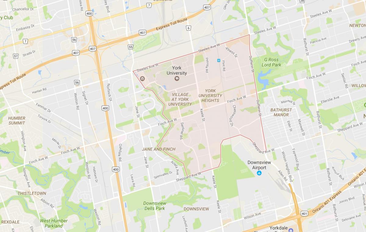 Map of York University Heights neighbourhood Toronto