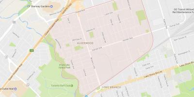 Map of Alderwood Parkview neighbourhood Toronto