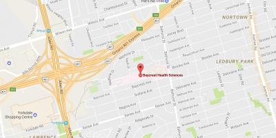Map of Baycrest Health Sciences Toronto