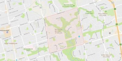 Map of Bayview Woods – Steeles neighbourhood Toronto