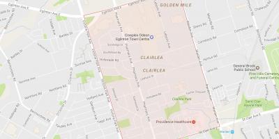 Map of Clairlea neighbourhood Toronto