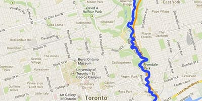 Map of Don river Toronto