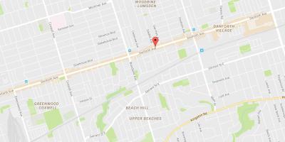 Map of East Danforth neighbourhood Toronto