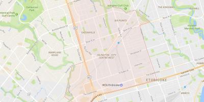 Map of Islington-City Centre West neighbourhood Toronto