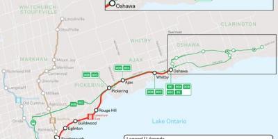 Map of line Lakeshore East Go Transit