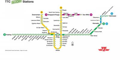 Map of presto stations TTC