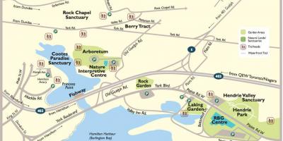 Map of Royal botanical garden Toronto