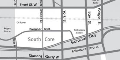 Map of South Core Toronto