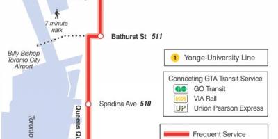Map of streetcar line 509 Harbourfront