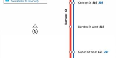 Map of streetcar line 511 Bathurst