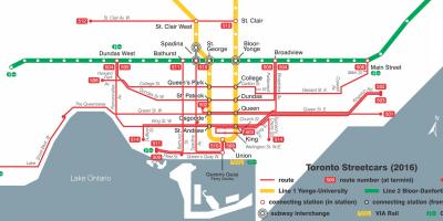Map of Toronto streetcar system