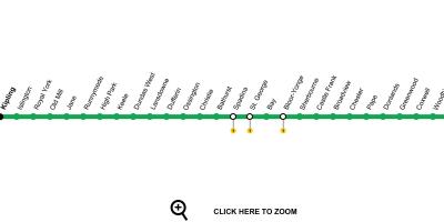Map of Toronto subway line 2 Bloor-Danforth