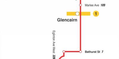 Map of TTC 14 Glencairn bus route Toronto