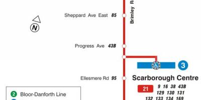 Map of TTC 21 Brimley bus route Toronto