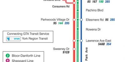 Map of TTC 24 Victoria Park bus route Toronto