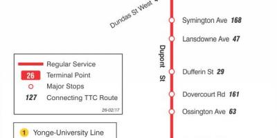 Map of TTC 26 Dupont bus route Toronto