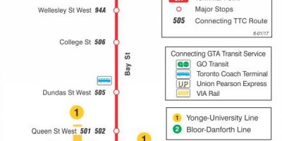 Map of TTC 6 Bay bus route Toronto